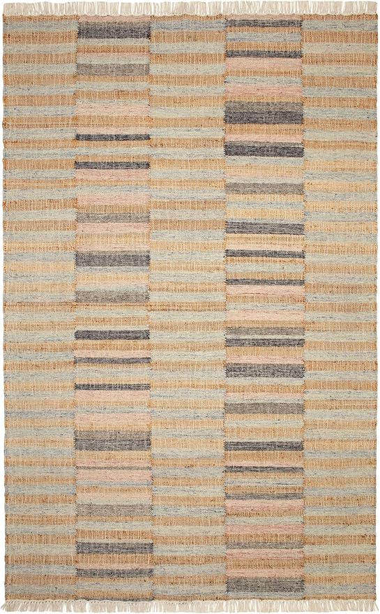 Dash and Albert Ravel Wool Area Rug - 5' x 8' Blue Stripe Handwoven Accent Rug - Durable, Eco-Friendly, High Traffic Area Hallway, Living Room, Stairs