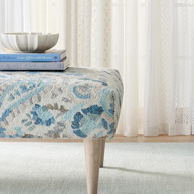 Dash and Albert Crosshatch Wool Area Rug - 5' x 8' Sky Blue Solid Hand Micro Hooked Accent Rug - Durable, High Traffic Areas Bedroom, Hallway, Stairs - Premium Luxury Hotel Quality Soft Breathable