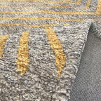 Alfa Rich 7x10 Geometric Gray Gold Washable Area Rugs for Living Room Bedroom Kitchen Cotton Rug