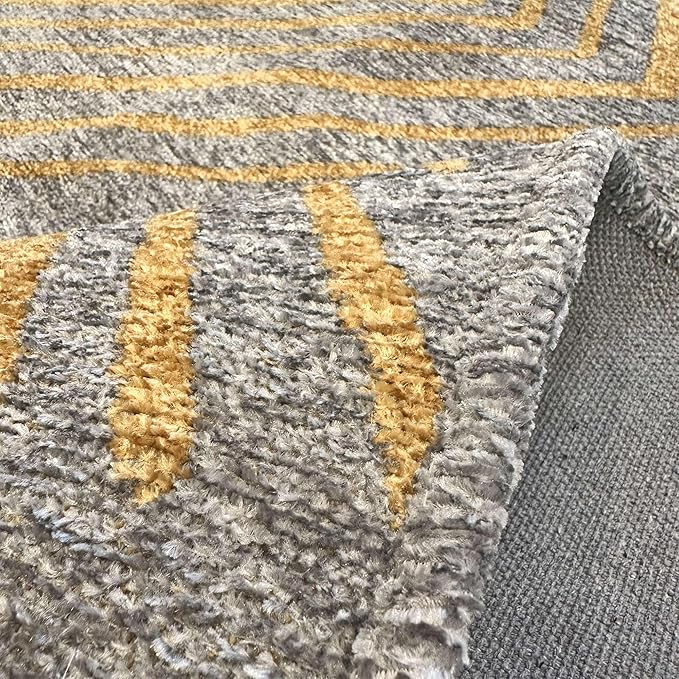 Alfa Rich 4x6 Geometric Gray Gold Washable Area Rugs for Living Room Bedroom Kitchen Cotton Rug