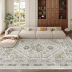 zesthome 8x10 Area Rugs for Living Room,Non-Slip Backing Washable Rugs,Vintage Large Area Rug，Stain Resistant Home Decor Rug (Brown/Grey,8'x10')