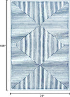 Bloom Rugs Washable Non-Slip 6' x 9' Rug - Blue/Ivory Striped Area Rug for Living Room, Bedroom, Dining Room, and Kitchen - Exact Size: 6' x 9'