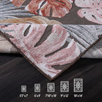 CAMILSON Indoor Outdoor Rug, Brown 10’x14’ Leaf Tropical Botanical Area Rugs for Indoor and Outdoor patios, Easy-Cleaning Non-Shedding Living Room, Garden and Kitchen Washable Outside Carpet (10x14)