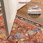 EnHomee 3x5 Washable Area Rugs for Bedroom, Boho Vintage Rugs, Foldable Area Rug for Dining Room, Non-Slip Soft Living Room Rug, Low Pile Large Carpet for Bathroom, Red