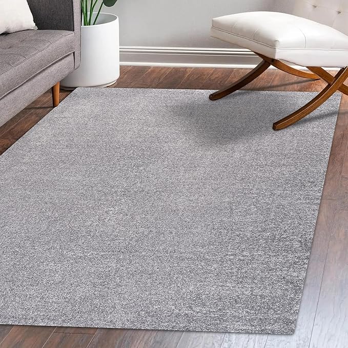 Eyely UES100A-4 Supersoft Haze Solid Low-Pile Indoor Area Rug Casual;Contemporary;Solid;Traditional, Bedroom, Kitchen, Living Room, Easy-Cleaning, Non-Shedding, 4 X 6, Gray
