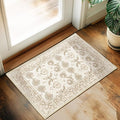 XWZO Entryway Area Rug 2x3ft — Soft Low Pile Non-Slip Door Mat for Bedroom Bathroom Kitchen Laundry Farmhouse, Spill Resistant Washable Small Indoor Carpet for Doorway & Entrance, Beige