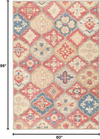 Dash and Albert Pali Machine Washable Area Rug - 5' x 8' Multicolor - Geometric Accent Rug - Anti-Slip Backing, Lightweight, Machine Washable, High Traffic Areas Kitchen, Mudroom, Laundry Room