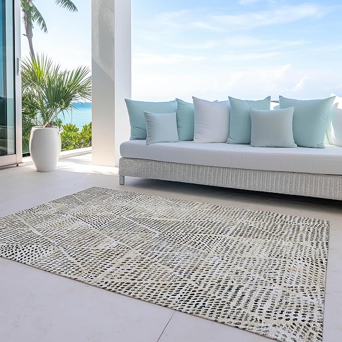 Addison Rugs Chantille ACN591 Beige 3' x 5' Indoor Outdoor Area Rug, Easy Clean, Machine Washable, Non Shedding, Bedroom, Living Room, Dining Room, Kitchen, Patio Rug