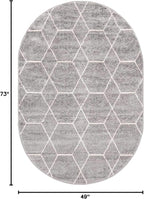 Unique Loom Trellis Frieze Collection Area Rug - Geometric (4' x 6' Oval, Light Gray/ Ivory)