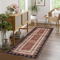 Modern Bordered 2x6 Kitchen Runner Rugs Non Slip Washable Geometric Non-Shedding Carpet for Entryway Hallway Foldable Soft Stain Resistant Low Pile Rug for Dining Room Bedroom, Brick Red