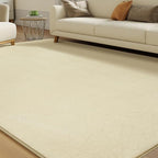 Solid Washable Area Rug - 6x9 Medium Pile Faux Cashmere Carpet for Living Room Bedroom, Light Yellow