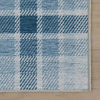 Dash & Albert Andri Plaid Blue Machine Washable Rug, 8.5 X 11.5 Feet, Blue/White Plaid Pattern