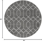 Unique Loom Glam Collection Area Rug - Trellis (3' 3" Round, Gray Silver/ Silver)