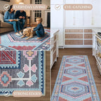 Fame Living Washable Area Rug. Modern Farmhouse. Vintage. Turkish. Bohemian. Distressed. Oriental. Traditional. Rugs for Living Room. Dining. Bedroom. Office. Entryway. Foyer. (856BlM, 5' x 6'9")