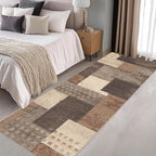 Modern Geometric Patchwork Indoor Runner Rug for Living Room, Beige 2.7'x 10' Large Rug Rockwood Collection Hardwood Floors Decor for Bedroom, Beige Throw Carpet for Office Entryway Dining Room