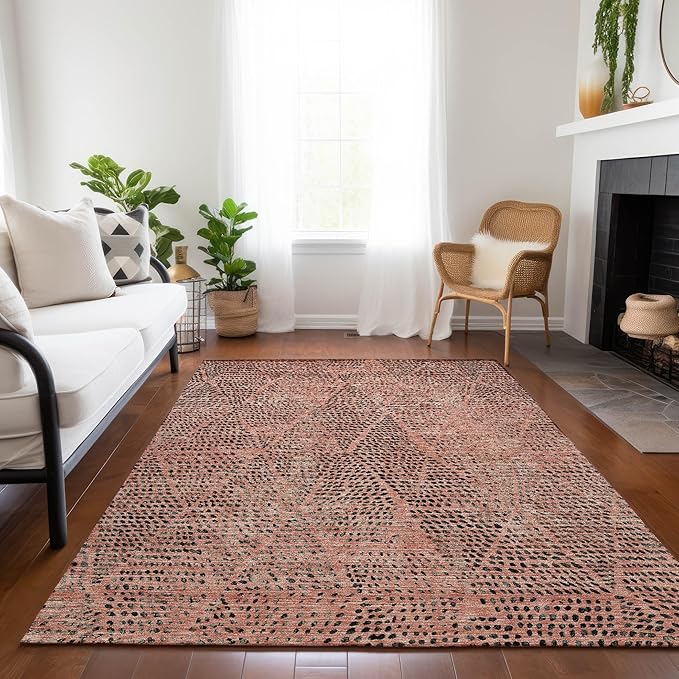 Addison Rugs Chantille ACN591 Salmon 10' x 14' Indoor Outdoor Area Rug, Easy Clean, Machine Washable, Non Shedding, Bedroom, Living Room, Dining Room, Kitchen, Patio Rug
