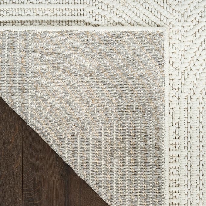 Nourison Home Textured Home Ivory 5'3" x 7' Area Rug - Easy Clean, Non Shedding, Bed Room, Living Room, Dining Room, Kitchen (5' x 7')