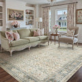 Beige Area Rug 6x9 Living Room Machine Washable Vintage Carpet Non Slip Indoor Retro Traditional Accent Throw Large Rug for Office Bedroom Dining Room Playroom