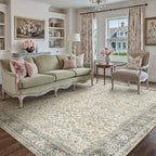 Beige Area Rug 5x7 Living Room Machine Washable Vintage Carpet Non Slip Indoor Retro Traditional Accent Throw Large Rug for Office Kitchen Bedroom Dining Room
