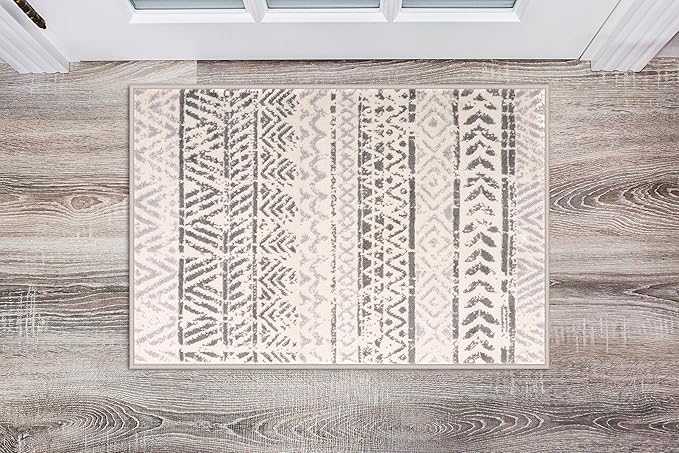 Rugshop Geometric Boho Perfect for high Traffic Areas of Your Living Room,Bedroom,Home Office,Kitchen Area Rug 2' x 3' Gray