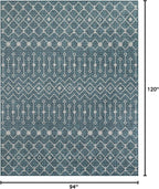 Unique Loom Outdoor Trellis Collection Area Rug - Tribal Trellis (7' 10" x 10' Rectangle Teal/Ivory)