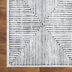 Bloom Rugs Caria Washable Non-Slip 10 ft Runner - Ivory/Black Striped Runner for Entryway, Hallway, Bathroom, and Kitchen - Exact Size: 2'6" x 10'