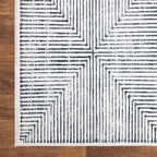 Bloom Rugs Caria Washable Non-Slip 6x9 Rug - Ivory/Black Striped Area Rug for Living Room, Bedroom, Dining Room, and Kitchen - Exact Size: 6' x 9'