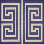 Unique Loom Athens Collection Classic Geometric Modern Border Design Area Rug (8' 0 x 8' 0 Square, Navy Blue/ Beige)