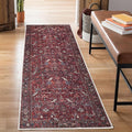 Bloom Rugs Washable Non-Slip 12 ft Runner - Burgundy Traditional Bordered Runner for Entryway, Hallway, Bathroom, and Kitchen - Exact Size: 2.5' x 12'