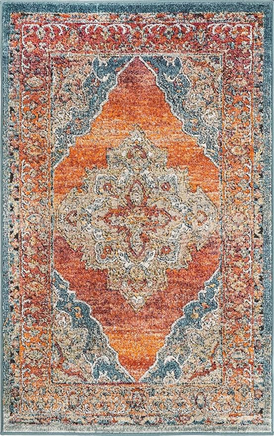 Unique Loom Isabella Collection Area Rug - Rossellini (3' 3" x 5' 3" Rectangle, Rust Red/ Beige)