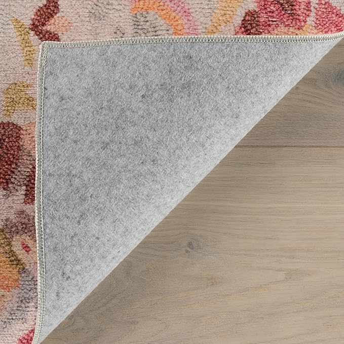 Dash & Albert INES Multi Machine Washable Rug, Runner-2.5 X 8 Feet, Multicolored/Yellow Floral Pattern