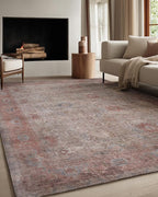 Kuden 8x10 Large Area Rug, Machine Washable Area Rug with Non-Slip Backing, Vintage Style, Soft, Easy Clean, Low Pile Rug for Living Room, Bedroom, Dining Room