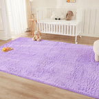 Andency 8x10 Area Rugs for Living Room, Purple Non-Slip Fluffy Soft Large Shag Bedroom Carpet, Big Indoor Thick Nursery Rug for Kids Dorm Home Decor Aesthetic