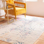 SAFAVIEH Tulum Collection Area Rug - 5'3" x 7'6", Ivory & Blue, Moroccan Boho Tribal Design, Non-Shedding & Easy to Clean, Ideal for Living Room, Bedroom, Dining Space (TUL272C)