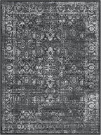 Lahome Area Rugs 9x12 Living Room Soft Large Rugs for Bedroom, Boho Black Dining Room Rug, Distressed Non Slip Low Pile Carpet for Indoor Home Office(9'x12', Black/Grey)