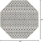 Unique Loom Outdoor Trellis Collection Area Rug - Tribal Trellis (5' 3" Octagon, Gray/ Black)