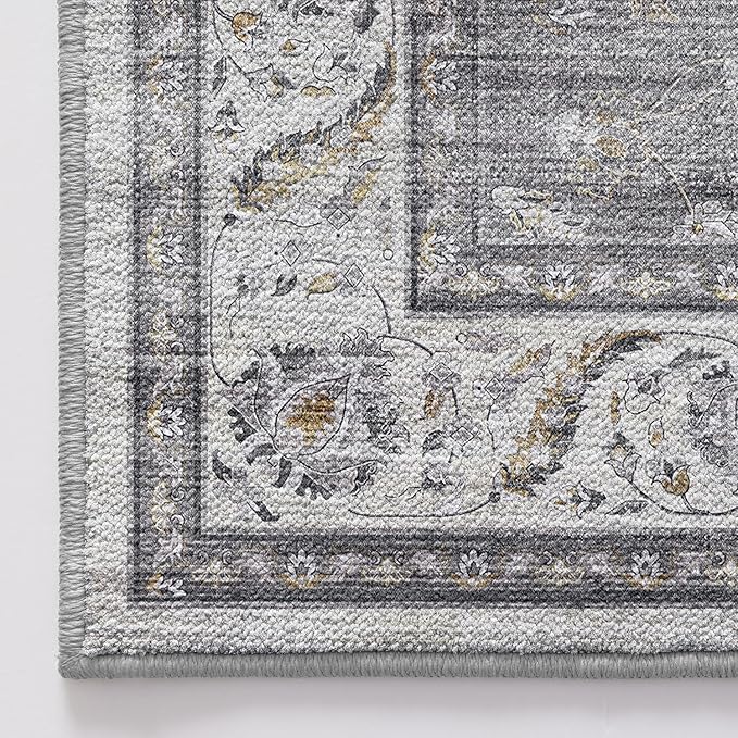 LUMI Washable Area Rug for Living Room, 5x8 Ultra Soft Traditional Vintage Rugs Non Slip with Rubber Backing, Low Profile, High Traffic, Stain Resistant Carpets, Ideal for Bedroom, Dining Room