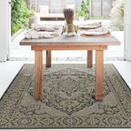 FH Home Flat Woven Outdoor Rug - Waterproof, Easy to Clean, Stain Resistant - Premium Polypropylene Yarn - Vintage - Porch, Deck, Balcony,Laundry Room - Ankara - Charcoal - 2ft 8in x 4 ft 11in