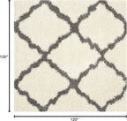 SAFAVIEH Dallas Shag Collection Area Rug - 10' Square, Ivory & Dark Grey, Trellis Design, Non-Shedding & Easy Care, 1.5-inch Thick Ideal for High Traffic Areas in Living Room, Bedroom (SGD257H)