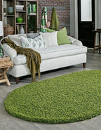 Unique Loom Solid Shag Collection Area Rug (5' 3" x 8' Oval, Grass Green)