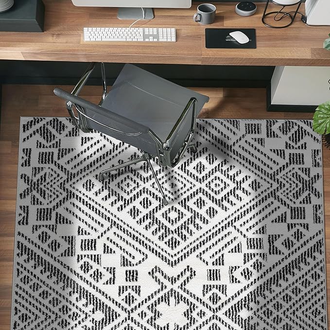 Rugshop Boho Cream Tribal Area Rug 4x6 Modern Indoor Carpet for Living Room, Bedroom, or Entryway – Non-Shedding, Low Pile Geometric Design 4' x 6'