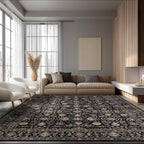 Area Rug Non Slip Machine Washable Ultra Soft Living Room/Bedroom/Kitchen/Outdoor/Classroom Black Gold, 8'×10'