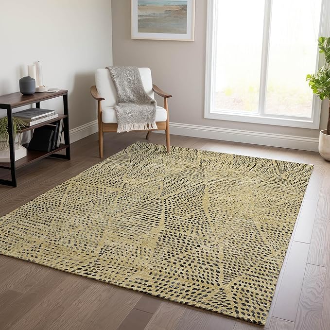 Addison Rugs Chantille ACN591 Gold 10' x 14' Indoor Outdoor Area Rug, Easy Clean, Machine Washable, Non Shedding, Bedroom, Living Room, Dining Room, Kitchen, Patio Rug