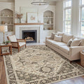 8x10 Area Rug Machine Washable Boho Rug for Living Room,Ultra-Thin Low Pile Carpet,Lightweight Indoor Printed Rug,Non Slip Floral Area Rug for Bedroom, Dining Room, Home Office,Brown