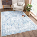 Bloom Rugs Washable Non-Slip 2' x 3' Rug - Blue/Gray Traditional Oriental Area Rug for Living Room, Bedroom, Dining Room, and Kitchen - Exact Size: 2' x 3'