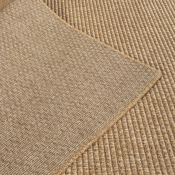 CAMILSON Easy Jute Rug 9x12, Large Indoor Outdoor Natural Color Farmhouse Area Rugs for Living Room Patio and Kitchen Rug, Solid Boho Woven Design, Easy-Cleaning, Washable Outside Carpet (9 x 12)