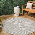 JONATHAN Y Hallie High-Low Curve Gray/Ivory 9' Round Indoor/Outdoor Area Rug, Minimalist, Pet Friendly, Non-Shedding, Stain Resistant, Hose-Washable for Backyard, Patio, Porch (SCN100A-9R)