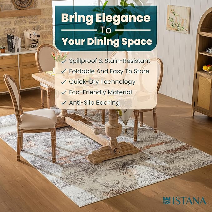 Istana 6x9 Area Rug - Grey Multi Rugs for Living Room 6x9 - Foldable Boho Rugs for Bedroom - Stain Resistant Washable Rug - Eco-Friendly Area Rugs - Easy to Clean Living Room Rug