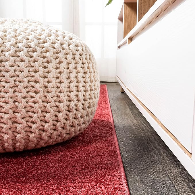 Eyely UES100E-28 Supersoft Haze Solid Low-Pile Indoor Runner Rug Casual;Contemporary;Solid;Traditional, Bedroom, Kitchen, Living Room, Easy-Cleaning, Non-Shedding, 2 X 8, Red