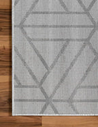 Rugs.com Lattice Trellis Collection Rug – 10 Ft Runner White Low-Pile Rug Perfect for Hallways, Entryways